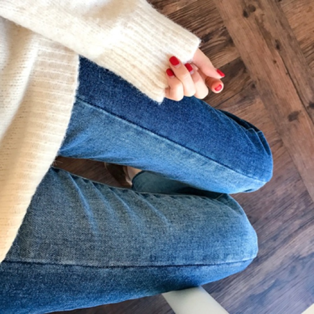 PAIGE two tone raw hem jeans